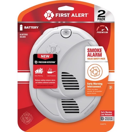 First Alert First Alert Wireless Interconnect Battery-Powered Photoelectric Smoke Detector 2 pk 1046772